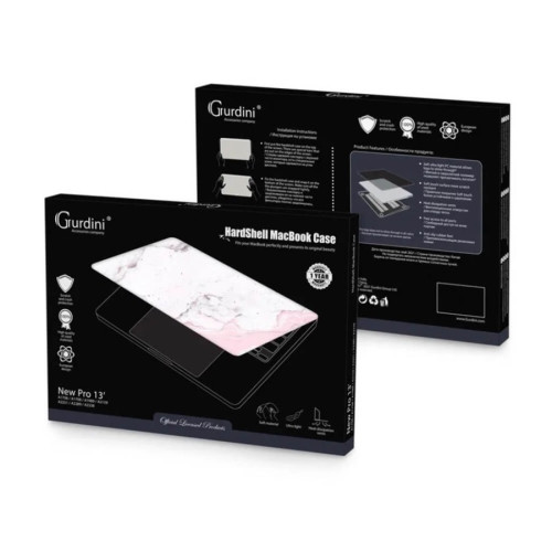 Чехол-накладка Gurdini для Macbook Pro Retina 13" (2016-2021) пластик, розовый мрамор в рассрочку без первоначального взноса и переплат