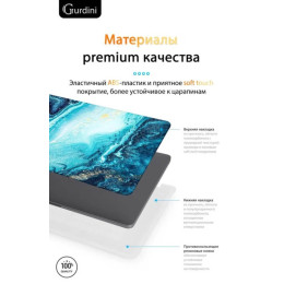Чехол-накладка Gurdini для Macbook Pro Retina 13" (2016-2021) пластик, лазурный