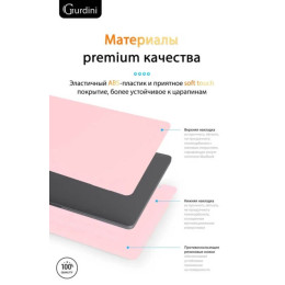 Чехол-накладка Gurdini для Macbook Pro Retina 13" (2016-2021) пластик, нежно-розовый