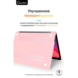 Чехол-накладка Gurdini для Macbook Pro Retina 13" (2016-2021) пластик, нежно-розовый