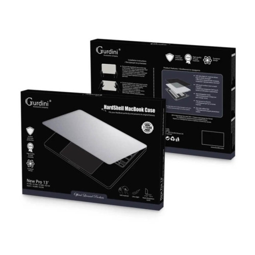 Чехол-накладка Gurdini для Macbook Pro Retina 13" (2016-2021) пластик, серебристый в рассрочку без первоначального взноса и переплат