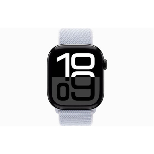 Часы Apple Watch Series 10, 46 мм Sport Loop (угольно-черный/голубой) в рассрочку без первоначального взноса и переплат