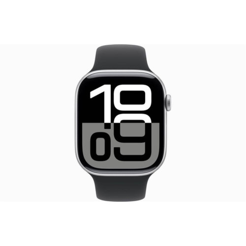 Часы Apple Watch Series 10, 46 мм Sport Band (серебристый/черный), размер M/L в рассрочку без первоначального взноса и переплат