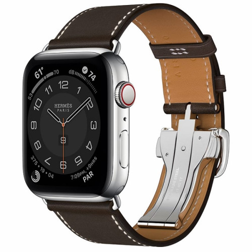 Apple Watch Hermès S6 44mm (Cellular) Silver Stainless Steel Case / Ébène Single Tour Deployment Buckle в рассрочку без первоначального взноса и переплат