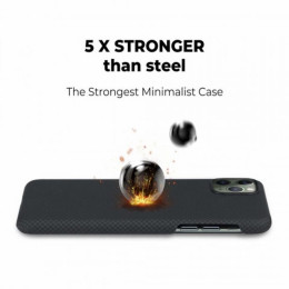 Чехол iPhone 11 Pro Max Pitaka Черно-Серый (шахматное плетение)/Кевлар (арамид)