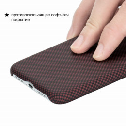 Чехол iPhone XR Pitaka MagEZ Case Черно-Красный (шахматное плетение)/Кевлар (арамид)