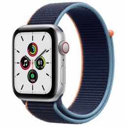 Apple Watch SE 44mm (Cellular) Silver Aluminum Case / Deep Navy Sport Loop