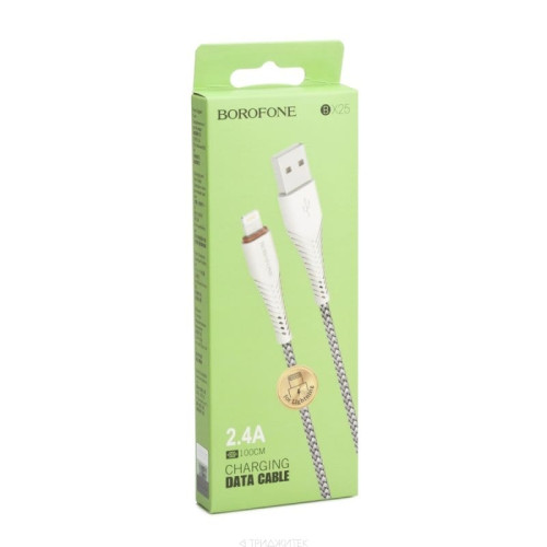 Кабель USB - Lightning / Borofone BX25 / 1M / Черный в рассрочку без первоначального взноса и переплат