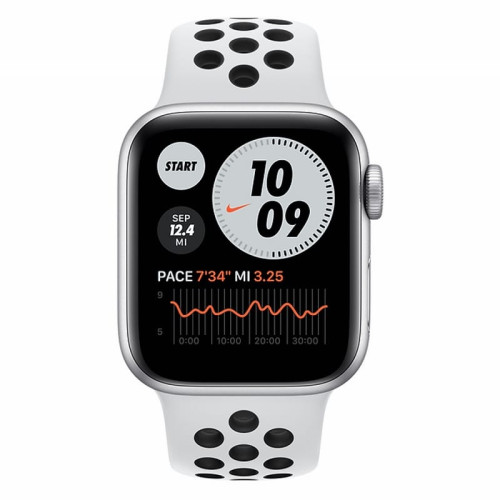 Apple Watch SE 40mm Silver Aluminum Case / Pure Platinum/Black NIKE Sport Band в рассрочку без первоначального взноса и переплат