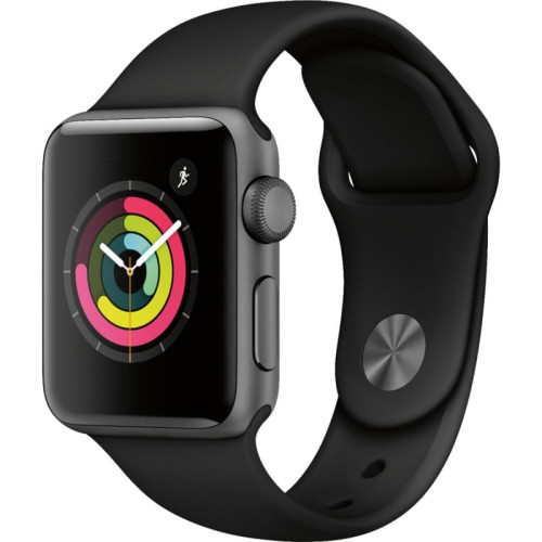 Apple Watch S3 38mm Space Gray Aluminum with Black Sport Band в рассрочку без первоначального взноса и переплат
