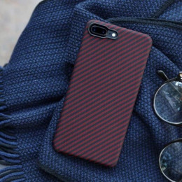 Чехол iPhone 7/8 Plus Pitaka MagEZ Case Черно-Красный (в полоску)/Кевлар (арамид)