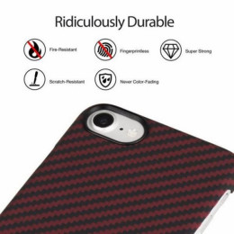 Чехол iPhone 7/8/SE(2020) Pitaka MagEZ Case Черно-Красный (в полоску)/Кевлар (арамид)