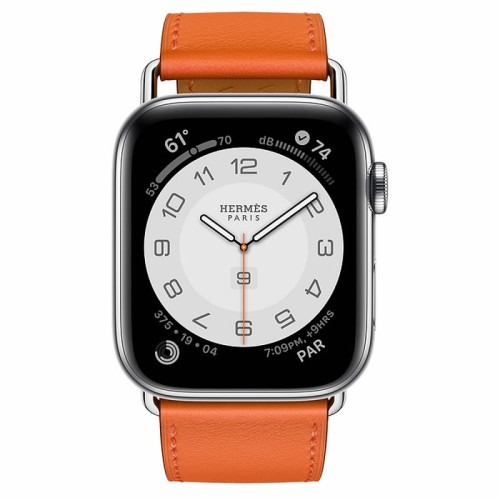 Apple Watch Hermès S6 44mm (Cellular) Silver Stainless Steel Case / Orange Attelage Single Tour в рассрочку без первоначального взноса и переплат