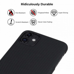 Чехол iPhone 11 Pitaka Черно-Серый (мелкое плетение)/Кевлар (арамид)