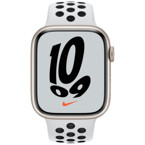 Apple Watch S7 NIKE 45mm Starlight Aluminum Case / Platinum/Black Nike Sport Band в рассрочку без первоначального взноса и переплат