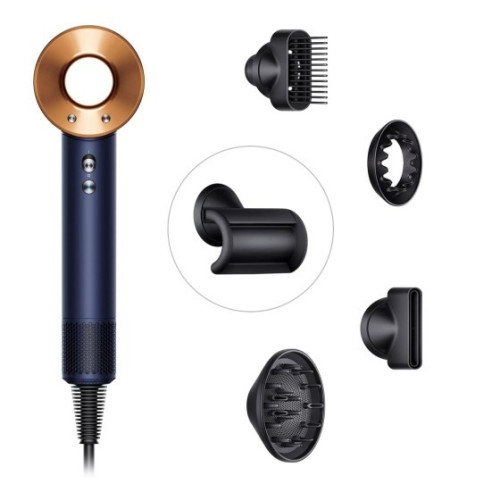 Фен Dyson Supersonic HD07 синий/медный с черным дорожным чехлом, расческами и 5 насадками в рассрочку без первоначального взноса и переплат