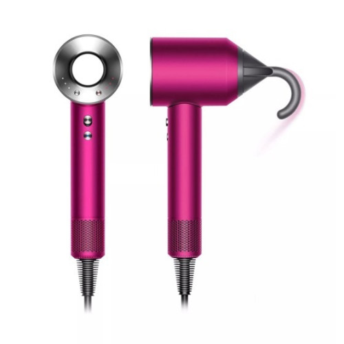 Фен Dyson Supersonic HD07 фуксия/яркий никель с черным дорожным чехлом, подставкой и 5 насадками в рассрочку без первоначального взноса и переплат