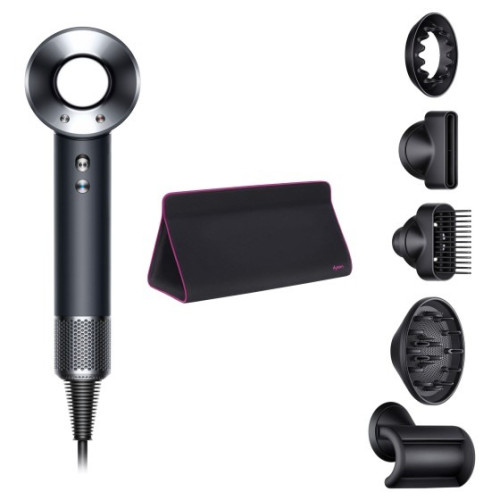 Фен Dyson Supersonic HD07 черный/серебристый с черным дорожным чехлом и 5 насадками в рассрочку без первоначального взноса и переплат