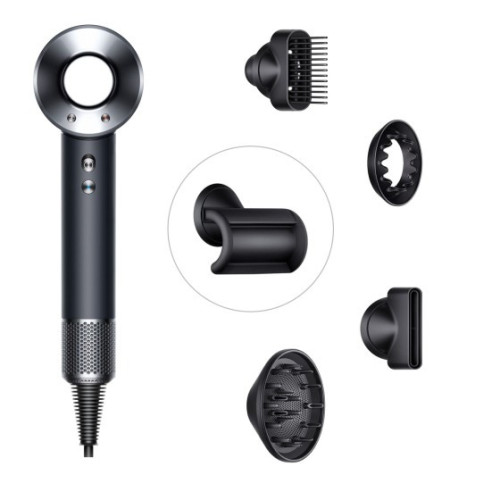 Фен Dyson Supersonic HD07 черный/серебристый с черным дорожным чехлом и 5 насадками в рассрочку без первоначального взноса и переплат
