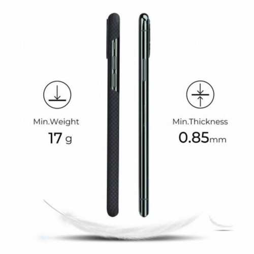 Чехол iPhone 11 Pro Pitaka Черно-Серый (шахматное плетение)/Кевлар (арамид) в рассрочку без первоначального взноса и переплат
