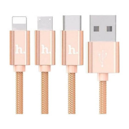 Кабель USB - Lightning + MicroUSB + Type C / HOCO X2 / 1M
