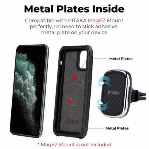 Чехол iPhone 11 Pro Max Pitaka MagEZ Case (Противоударный) Черно-Серый/Кевлар (арамид) в рассрочку без первоначального взноса и переплат