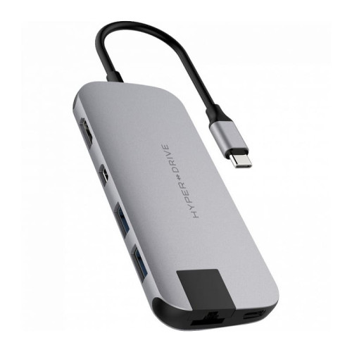 Адаптер Hyper Drive Type-C 8 in 1 Slim Gray в рассрочку без первоначального взноса и переплат
