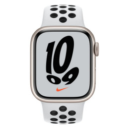 Apple Watch S7 NIKE 41mm Starlight Aluminum Case / Platinum/Black Nike Sport Band