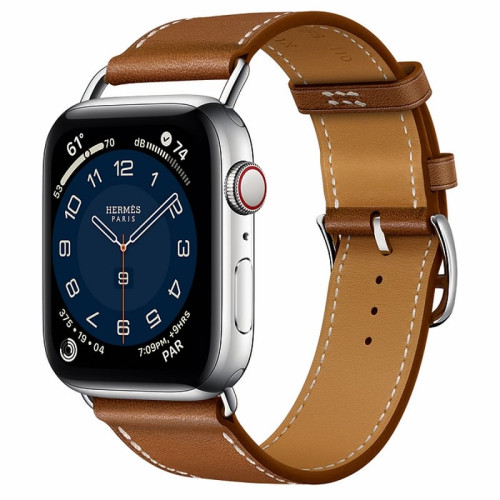 Apple Watch Hermès S6 44mm (Cellular) Silver Stainless Steel Case / Fauve Attelage Single Tour в рассрочку без первоначального взноса и переплат