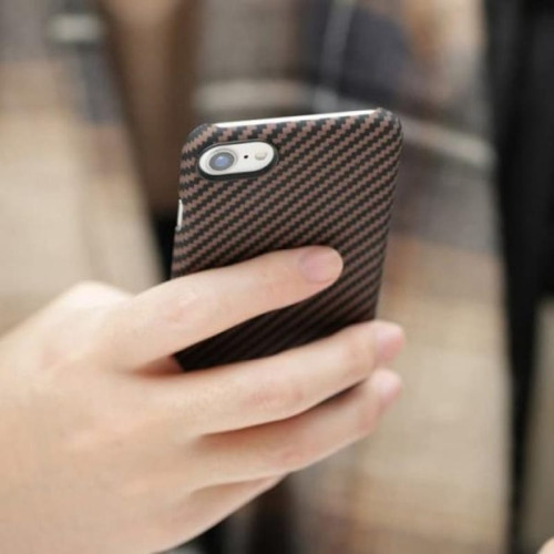 Чехол iPhone 7/8/SE(2020) Pitaka MagEZ Case Черно-Коричневый (в полоску)/Кевлар (арамид) в рассрочку без первоначального взноса и переплат