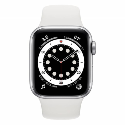 Apple Watch S6 44mm (Cellular) Silver Aluminum Case / White Sport Band в рассрочку без первоначального взноса и переплат