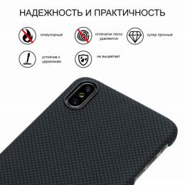 Чехол iPhone XS Max Pitaka MagEZ Case Черно-Серый (шахматное плетение)/Кевлар (арамид)