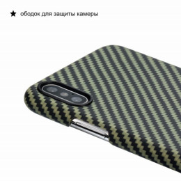 Чехол iPhone XS Max Pitaka MagEZ Case Черно-Зеленый(в полоску)/Кевлар (арамид)