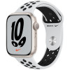 Apple Watch S7 NIKE 45mm Starlight Aluminum Case / Platinum/Black Nike Sport Band в рассрочку
