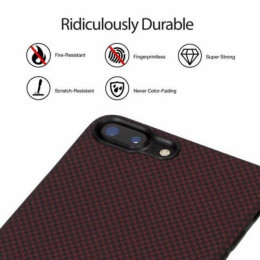 Чехол iPhone 7/8 Plus Pitaka MagEZ Case Черно-Красный(шахматное плетение)/Кевлар (арамид)