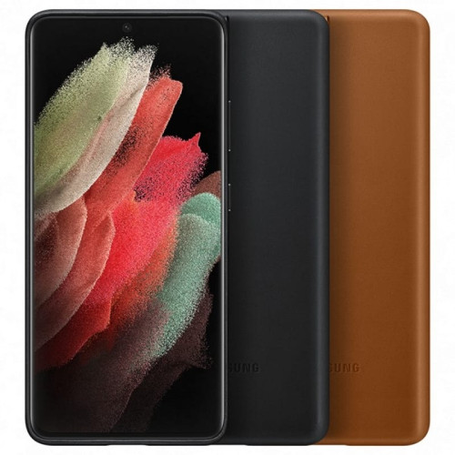 Чехол-накладка Samsung Galaxy S21 Ultra Leather Cover Brown в рассрочку без первоначального взноса и переплат