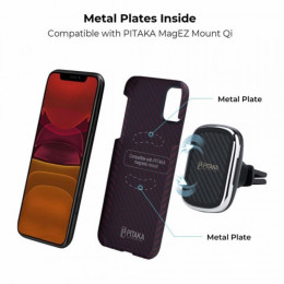 Чехол iPhone 11 Pitaka Черно-Красный/Кевлар (арамид)