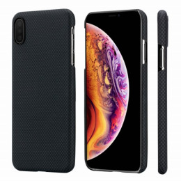 Чехол iPhone XS Max Pitaka MagEZ Case Черно-Серый (шахматное плетение)/Кевлар (арамид)