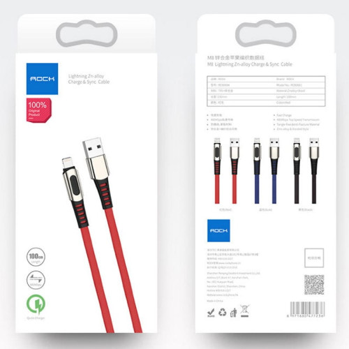 Кабель USB- Lightning / Rock RCB0694 / 1M / Красный в рассрочку без первоначального взноса и переплат