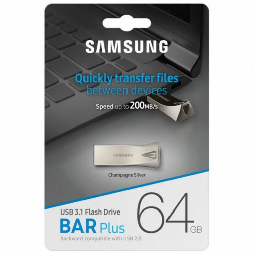 USB Накопитель Samsung Flash Drive Bar Plus 64GB Silver в рассрочку без первоначального взноса и переплат