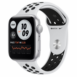 Apple Watch SE 44mm Silver Aluminum Case / Pure Platinum/Black NIKE Sport Band