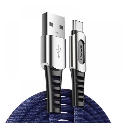 Кабель USB- Type-C / Rock RCB0695 / 1M / Синий в рассрочку без первоначального взноса и переплат