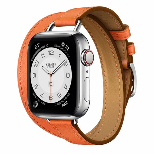 Apple Watch Hermès S6 40mm (Cellular) Silver Stainless Steel Case / Orange Attelage Double Tour в рассрочку без первоначального взноса и переплат