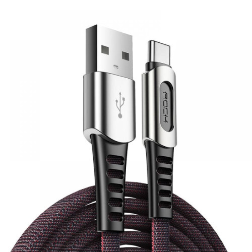 Кабель USB- Type-C / Rock RCB0695 / 1M / Черный в рассрочку без первоначального взноса и переплат