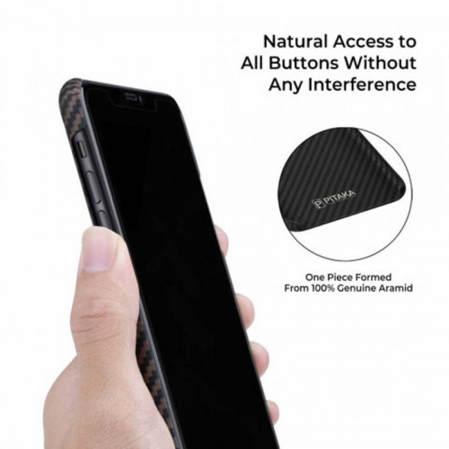 Чехол iPhone 11 Pitaka Черно-Коричневый/Кевлар (арамид) в рассрочку без первоначального взноса и переплат