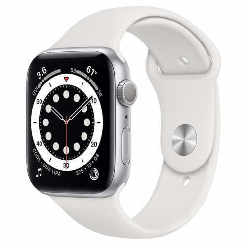 Apple Watch S6 44mm Silver Aluminum Case / White Sport Band в рассрочку без первоначального взноса и переплат