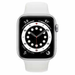 Apple Watch S6 44mm Silver Aluminum Case / White Sport Band