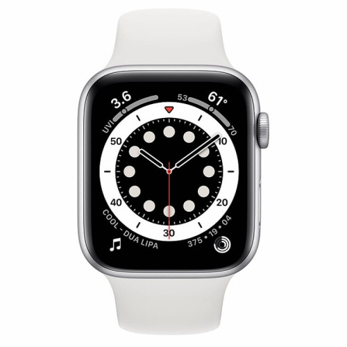 Apple Watch S6 44mm Silver Aluminum Case / White Sport Band в рассрочку без первоначального взноса и переплат