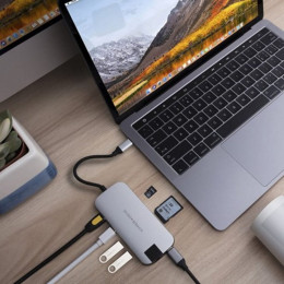 Адаптер Hyper Drive Type-C 8 in 1 Slim Gray