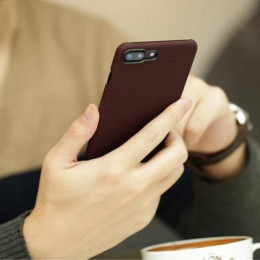 Чехол iPhone 7/8 Plus Pitaka MagEZ Case Черно-Красный(шахматное плетение)/Кевлар (арамид)